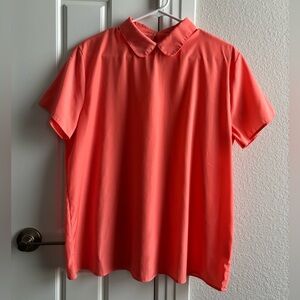 (Y2K) American Apparel orange boxy blouse with collar (size M/L)